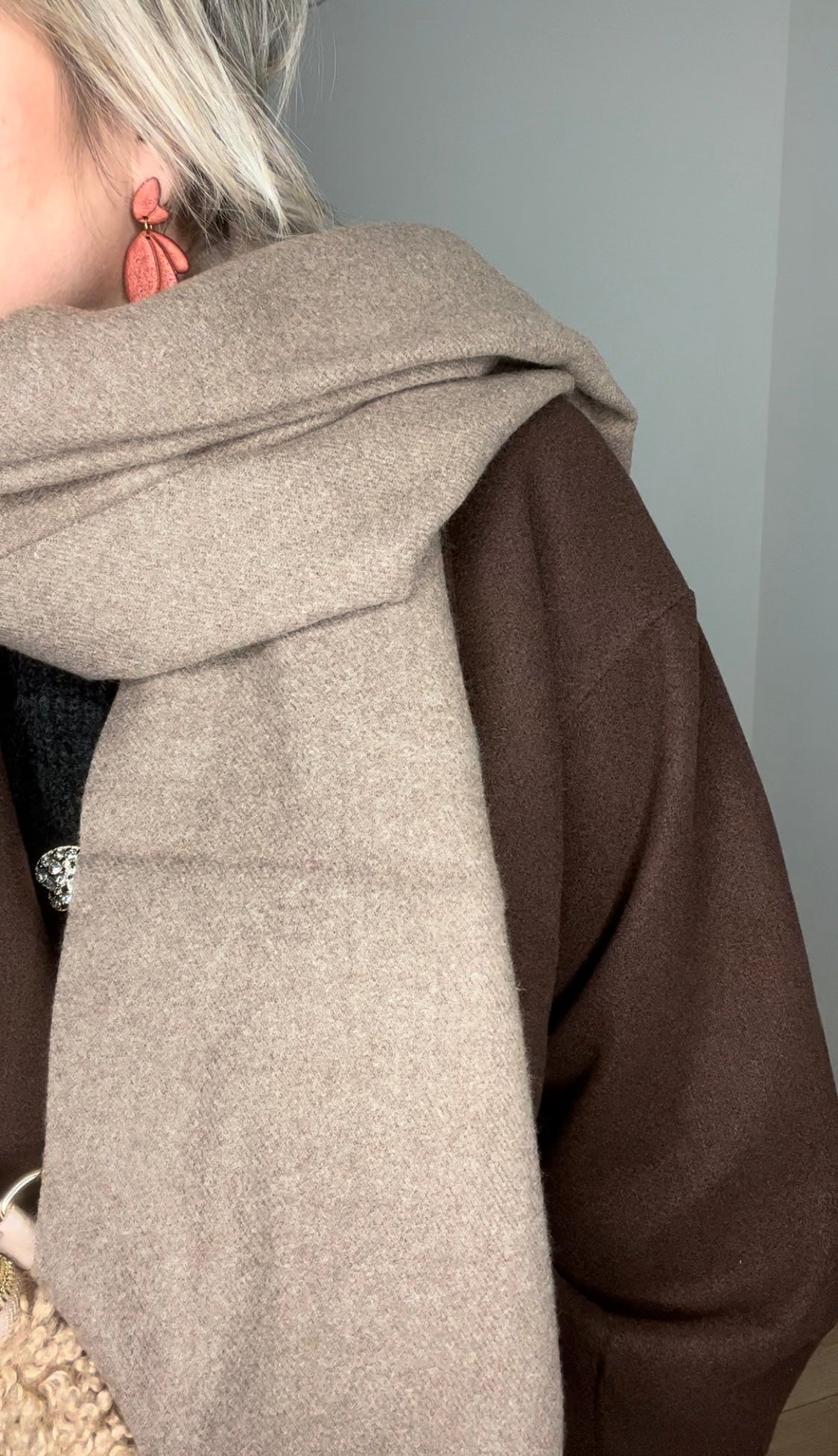 Echarpe à frange beige