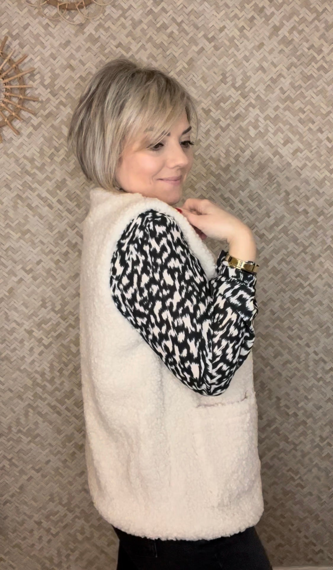 Veste Teddy écru