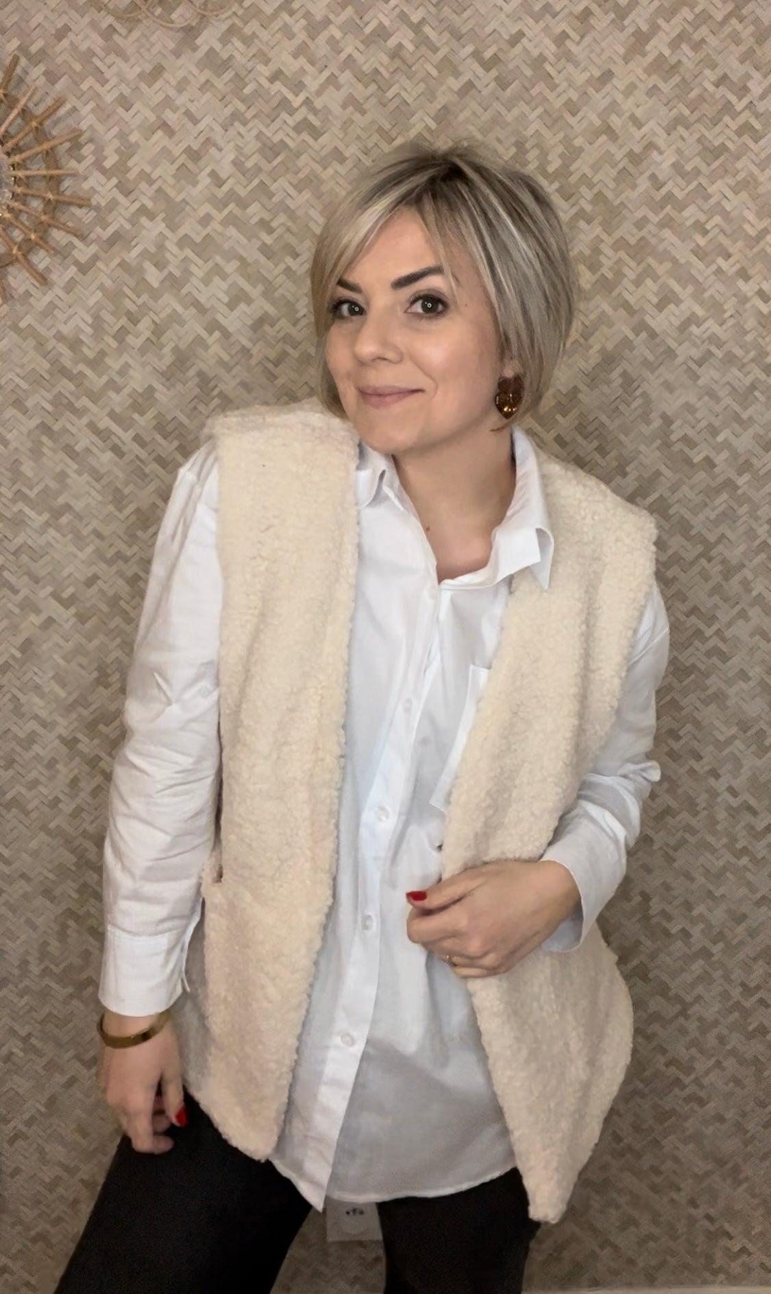 Veste Teddy écru