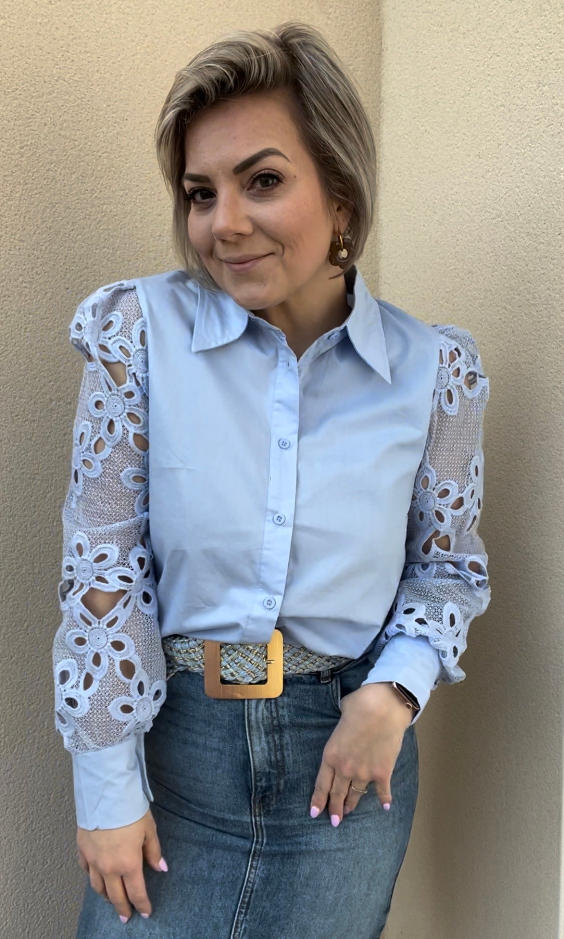 La chemise dentelle bleu