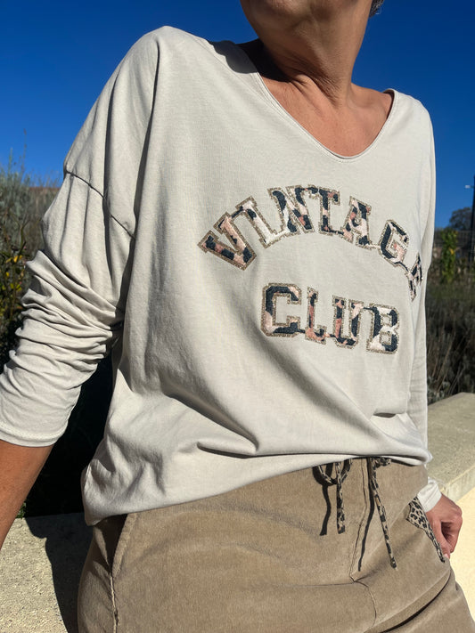 Top «vintage club» leopard écru