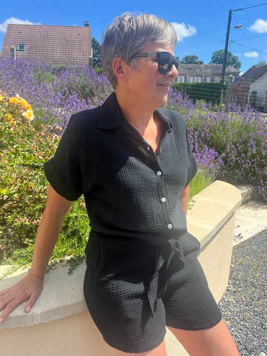 Chemise noeud gaz de coton