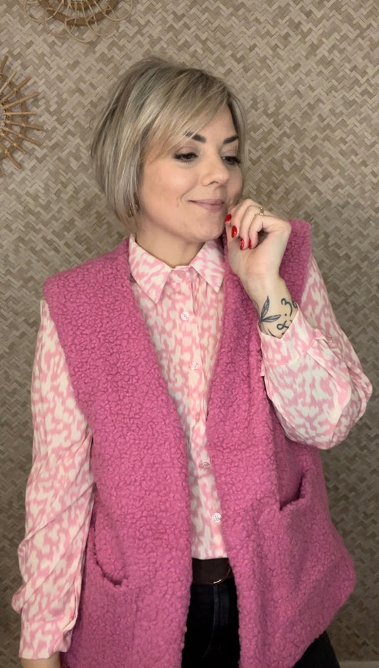 Veste Teddy rose