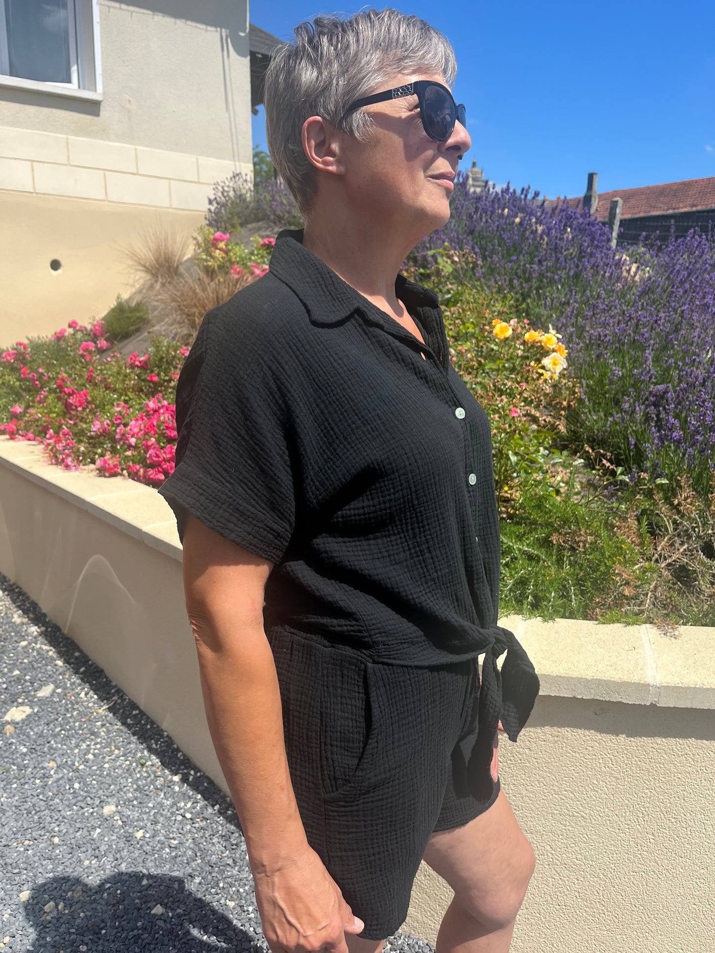 Chemise noeud gaz de coton