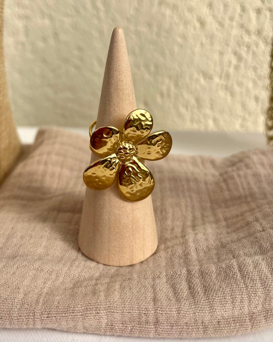 Bague fleurs doré