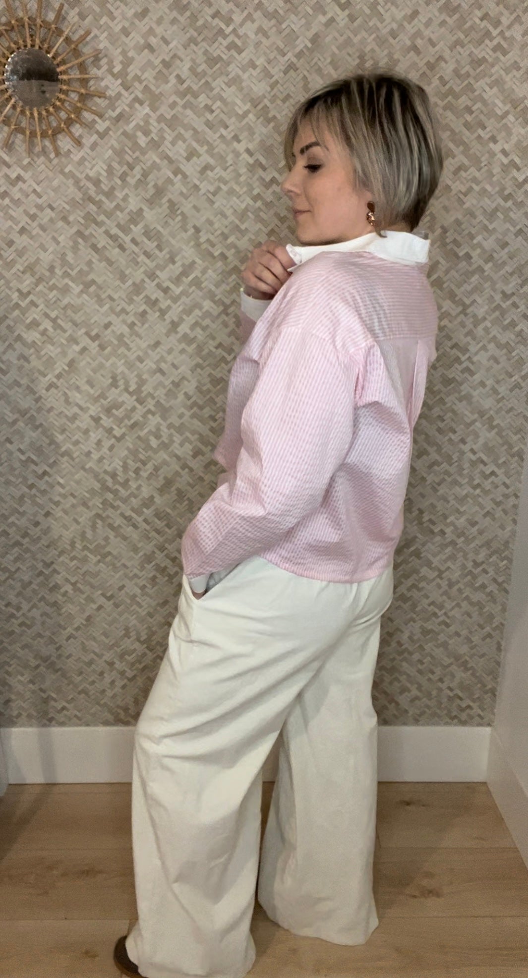 La chemise crop rose