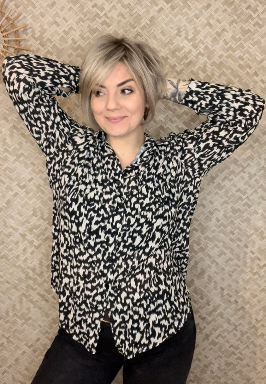 Chemise imprimée noir/écru
