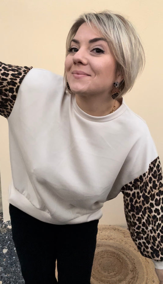 Sweat leopard écru