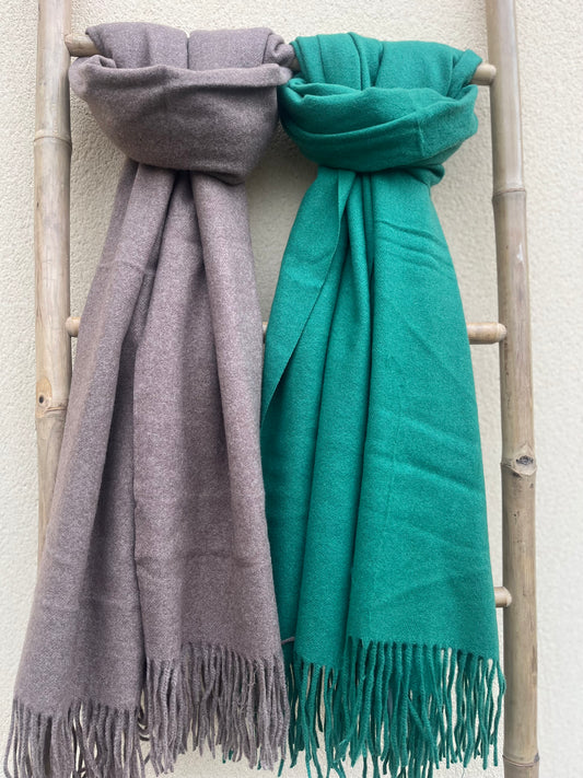 Echarpe à frange beige