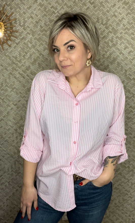 La chemise rayée colorée - ROSE