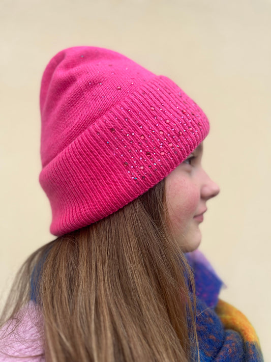 Le bonnet strass rose