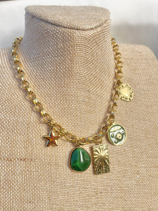 Collier pampille vert