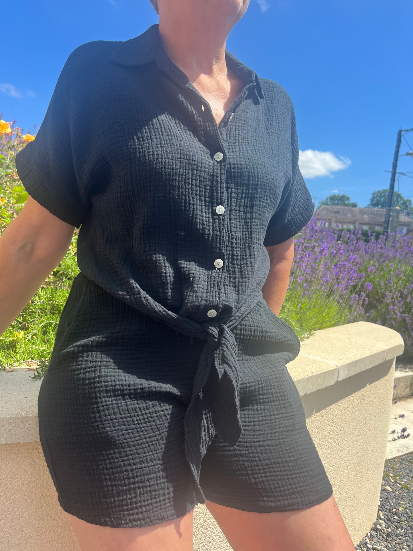 Chemise noeud gaz de coton