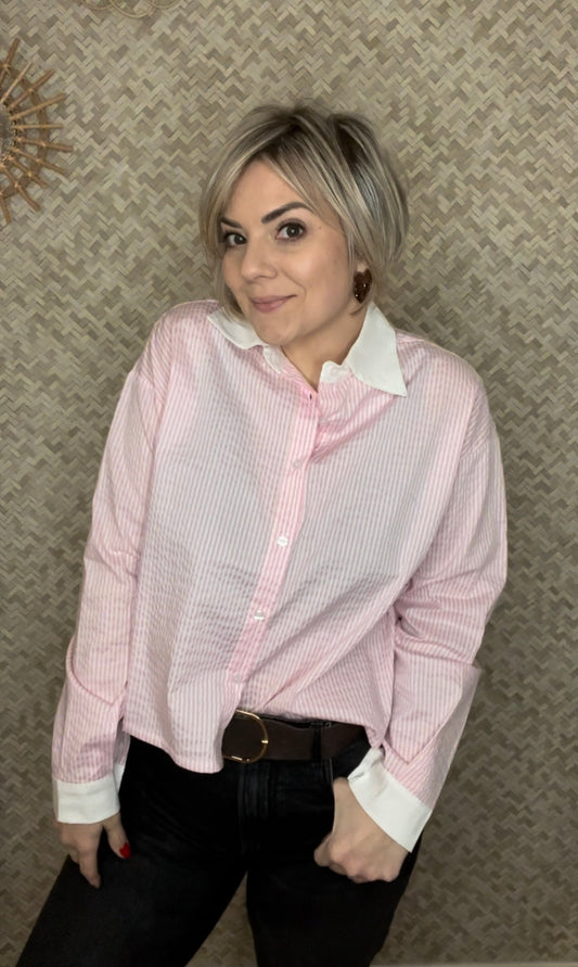 La chemise crop rose