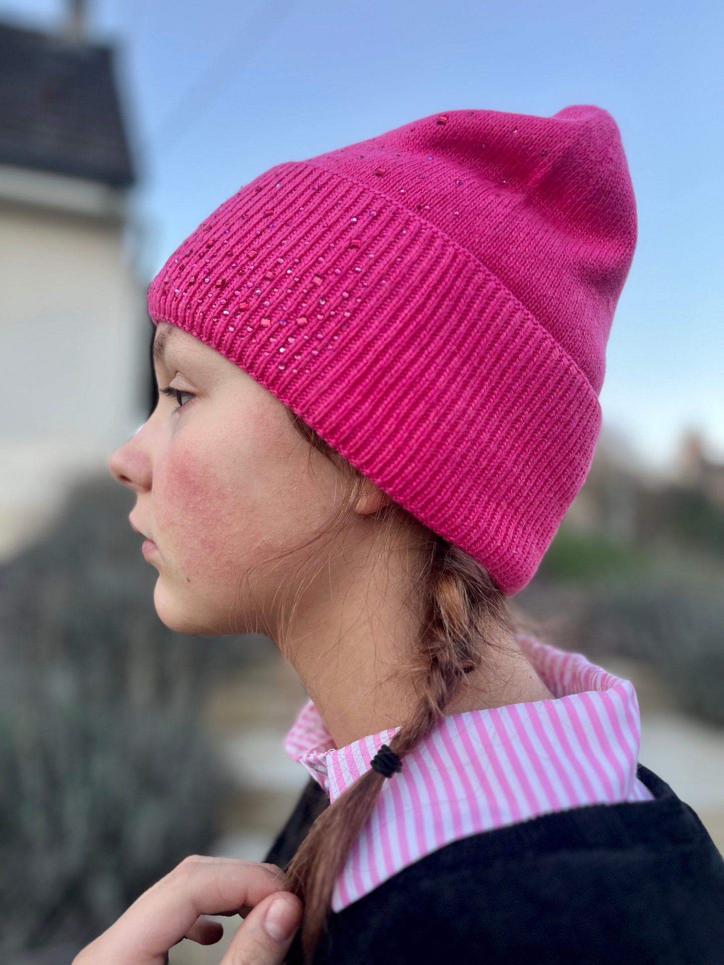 Le bonnet strass rose