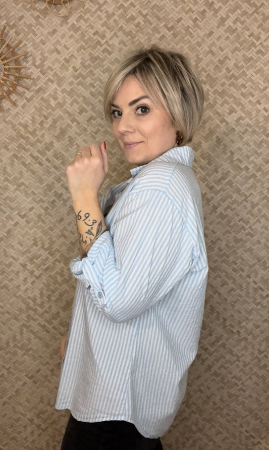 La chemise rayée colorée - BLEU CIEL