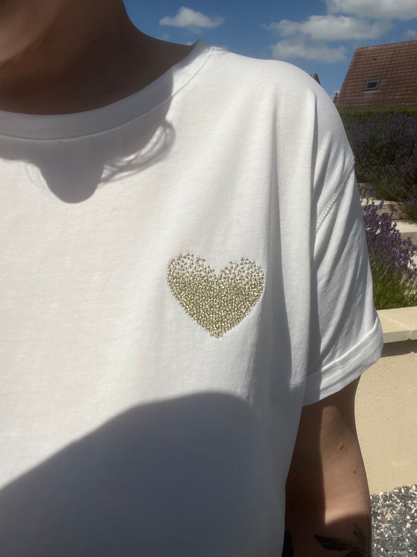 Tee-shirt coeur doré