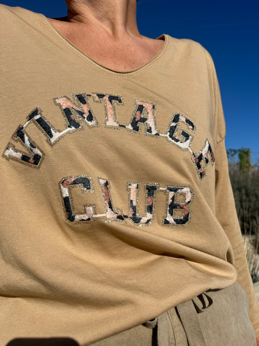 Top «vintage club» leopard camel