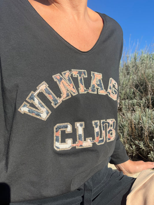 Top «vintage club» leopard noir