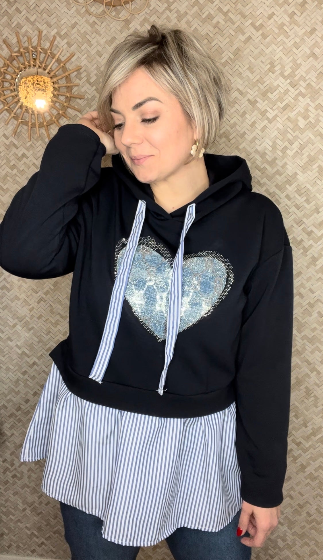 Sweat coeur bleu marine