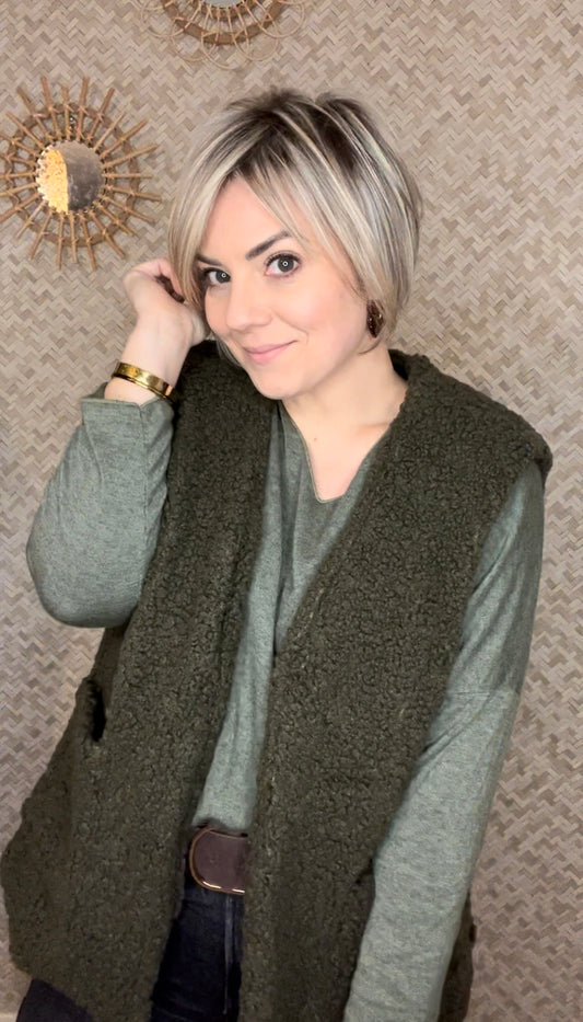 Veste Teddy kaki
