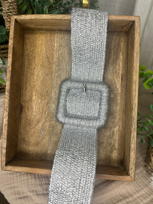 Ceinture boucle carré argenté